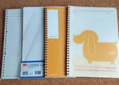 B5ルーズリーフ143枚、B5ノート2種2冊セット