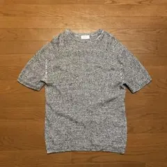 ÉDIFICE リブ編みクルーネック半袖ニット グレー系 48サイズ