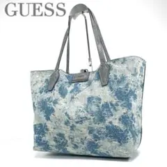 【訳あり✨】GUESS ゲス デニムトートバッグ エキゾチックレザー
