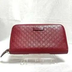 グッチ GUCCI 長財布 レッド マイクログッチ縞 ラウンドファスナー