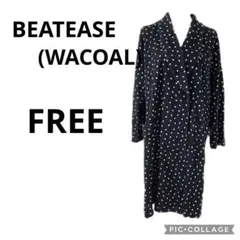 BEATEASE ワコール ルームウェア ガウン バスローブ ブラック ドット