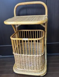 希少⭐︎籐製品 ラタン 脱衣かご ランドリーラック脱衣カゴ ランドリーキャスター付