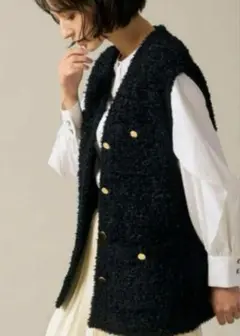 【美品】ANAYI アナイ ジレ 黒 ニット ベスト ボタン付き