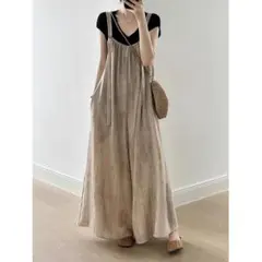 おしゃれ度高め サロペット オーバーオール 着痩せ効果 ゆったり ワイドパンツ
