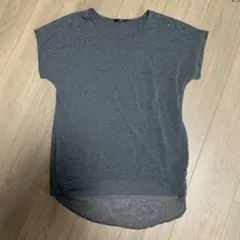 美品グレー ビジュー付き 半袖Tシャツ