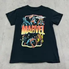 MARVEL　集合　ヒーロー　トップス　半袖　Tシャツ　古着　ブラック　黒　S