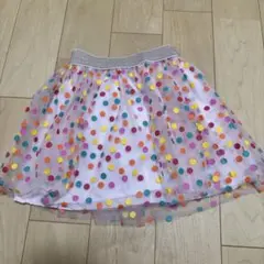 【新品未使用】カラフルドットチュールスカート 110cm ピンク