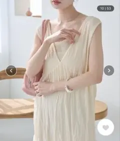 Kastane ワッシャーシフォン無地ノースリワンピース カスタネ