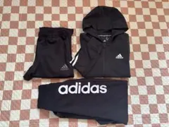 adidas ブラックジャージ上下セット　　160㎝