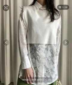 VEST SET SHEER PATTERN SHIRT