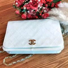 ◆シャネル◆マトラッセ ラムスキン金具 チェーン ショルダーバッグホワイト