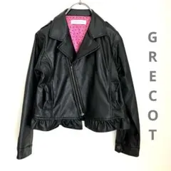 GRECOT 黒 ライダースジャケット 130 フリル　リボンポケット