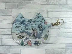 ハンドメイド　ねこのぺたんこミニポーチ おとぎの国の猫と仲間たち　③
