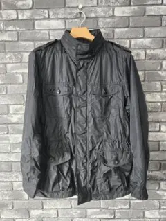 【美品】ユニクロ ミリタリージャケット ナイロン 中綿入り ブラック メンズ 黒