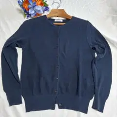 【New Yorker Blue】ネイビー ボタン付きニットカーディガン M