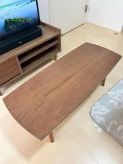 【折りたたみ可能✨】木製テーブル 幅95cm×奥行40cm ブラウン