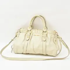 miu miu レザー 2way ハンド ショルダーバッグ マトラッセ