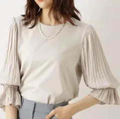NATURAL BEAUTY BASIC プリーツ袖 トップス ベージュ