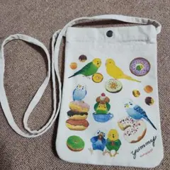 8月まで　セキセイインコとドーナツのサコッシュ