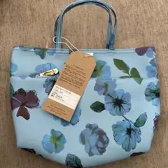 【新品未使用】花柄ハンドバッグ 青色　バッグインバッグ