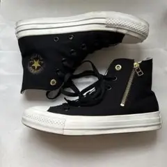 コンバース ハイカット スニーカー ゴールドジップ ブラック