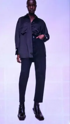 新品ZARA Authenticマムフィットデニムパンツブラック黒 40