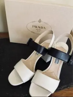 PRADA【プラダ バイカラー チャンキーヒールサンダルSIZE 36】