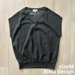 Alma Design Ｖネックノースリーブニットトップス サイズM