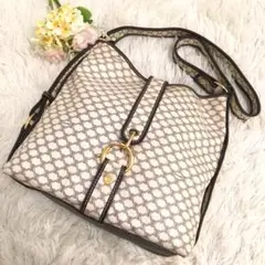 ✨美品✨セリーヌ ショルダーバッグ 白マカダム ゴールド金具 トリオンフ