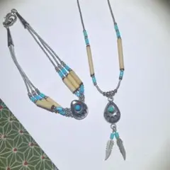 【インディアン ジュエリー】レディース ネックレス、ブレスレットセット