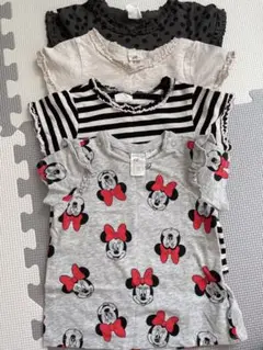 H&M Tシャツ4枚セット ドット 無地 ボーダー ミニー