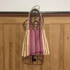値下げ　メキシコ　ストライプ柄トートバッグ 中型