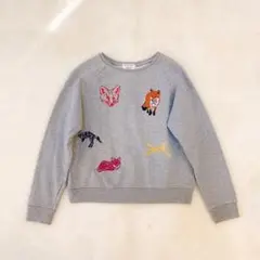 メゾンキツネ XS トレーナー スウェット グレー 刺繍 キツネ 狐