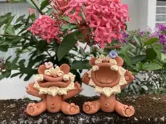 シーサー　御守り　魔除け　厄除け　笑顔　陶器　素焼き　花シーサー　沖縄　置物