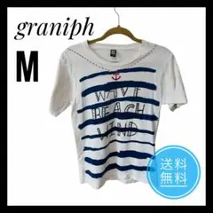 graniph ボーダー マリン Tシャツ☆デザインTシャツ ☆大きいサイズM