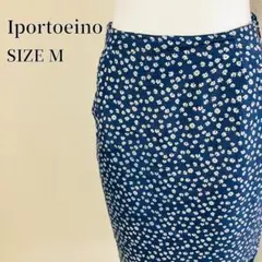 portofino ネイビー 花柄 タイトスカート M