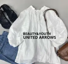 BEAUTY&YOUTH ￼ コットンボイルギャザーボリューム6分袖ブラウス