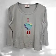 D2》ungaroウンガロ　プリントTシャツ ７分袖　グレー　M コットン①