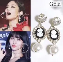 No.482 アンティークカメオパールピアス 韓国 量産型 地雷 KPOP