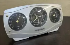 日産 3連メーター型 目覚まし時計 温度計 湿度計 レア NISSAN 置き時計