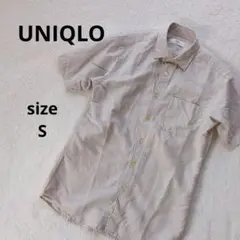 【美品】ユニクロ 半袖Yシャツ リネン混 ベージュ サイズS