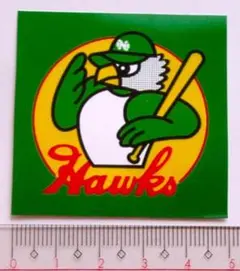 南海ホークス 二代目ペットマーク 球団ロゴマーク ステッカー シール②背景緑