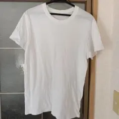 GUジーユー　メンズ　ホワイト コットン Tシャツ 半袖