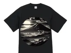 ハイクオリティー Tシャツ 風景 富士山 モノクロ