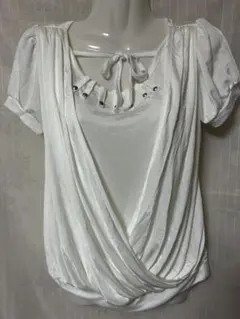 [新品]ホワイトラップスタイルトップス 半袖