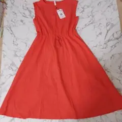JUNOAHオレンジ ノースリーブロングワンピース
