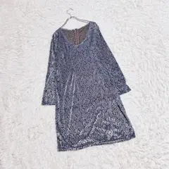 【Rue de B】ワンピース (2) 長袖 透け感 総柄 ひざ丈 日本製