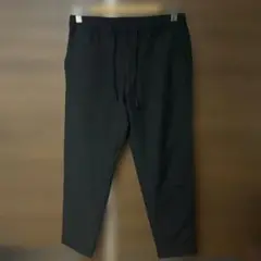 無印良品　風を通すストレッチサッカーノータックパンツ　L ブラック　ポリエステル