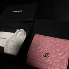 お値下げ中！　CHANEL カメリア財布　3つ折り　ピンク