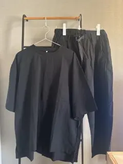MUJI Labo ナイロン セットアップ ブラックプルオーバー×ロングパンツ